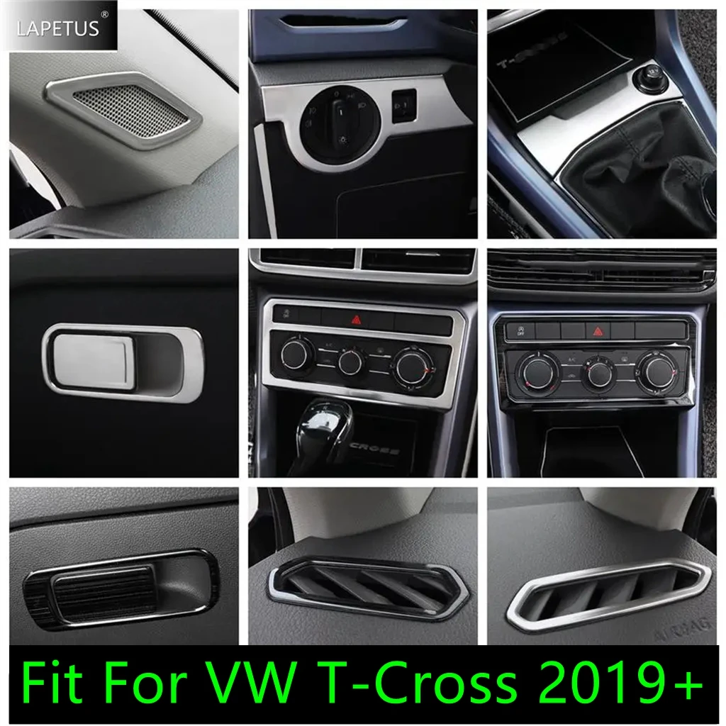 

For VW Volkswagen T-Cross T Cross 2019 - 2023 Car Accessories Pillar A / Head Light / Glove Box / Central Air AC Knob Panel Trim