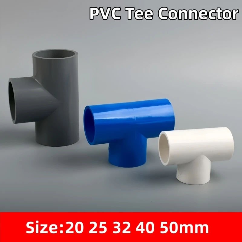 

1PC 20~50mm PVC Tee Connectors Aquarium Tank Joints Fittings Garden Irrigation Water Supply System Joints PVC Tube Parts Adapter