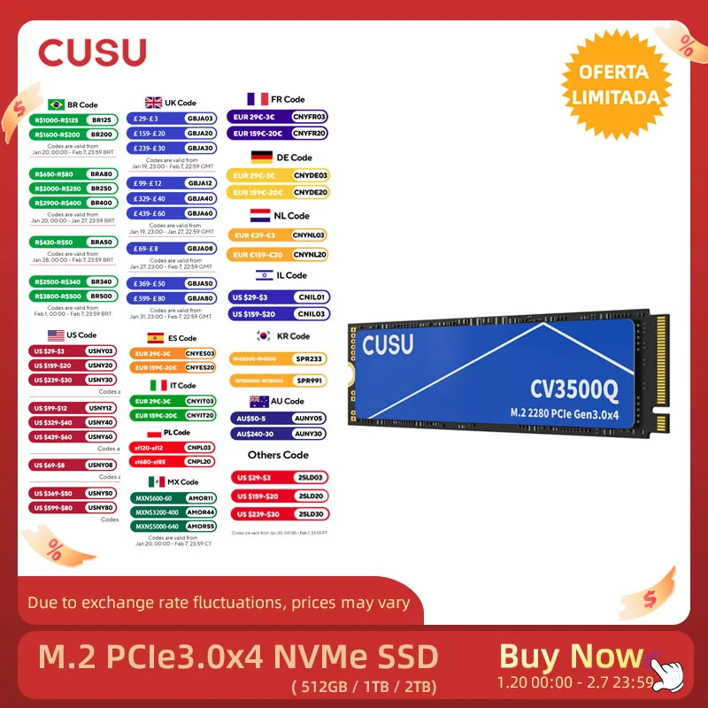 CUSU M.2 SSD 256GB 512GB 1TB 2TB PCIe3x4 Solid State Drive SSD NVME M2 2280 Internal Hard Disk HDD for Laptop Desktop