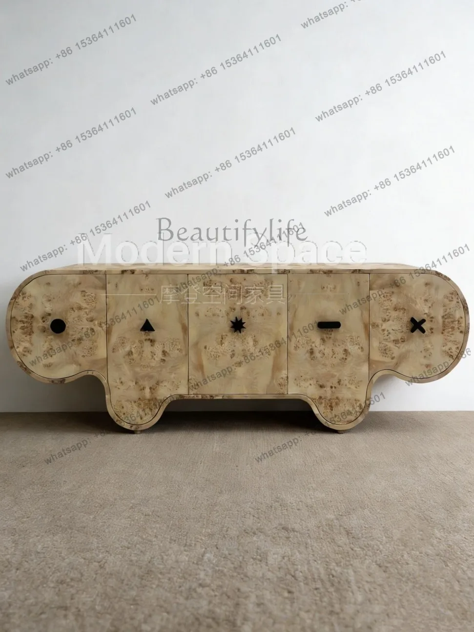 

Wabi Sandy Wind Solid Wood Tree Tumor Dining Side Cabinet Living Room Storage Entrance Light Luxury Retro Wall TV Cabinet