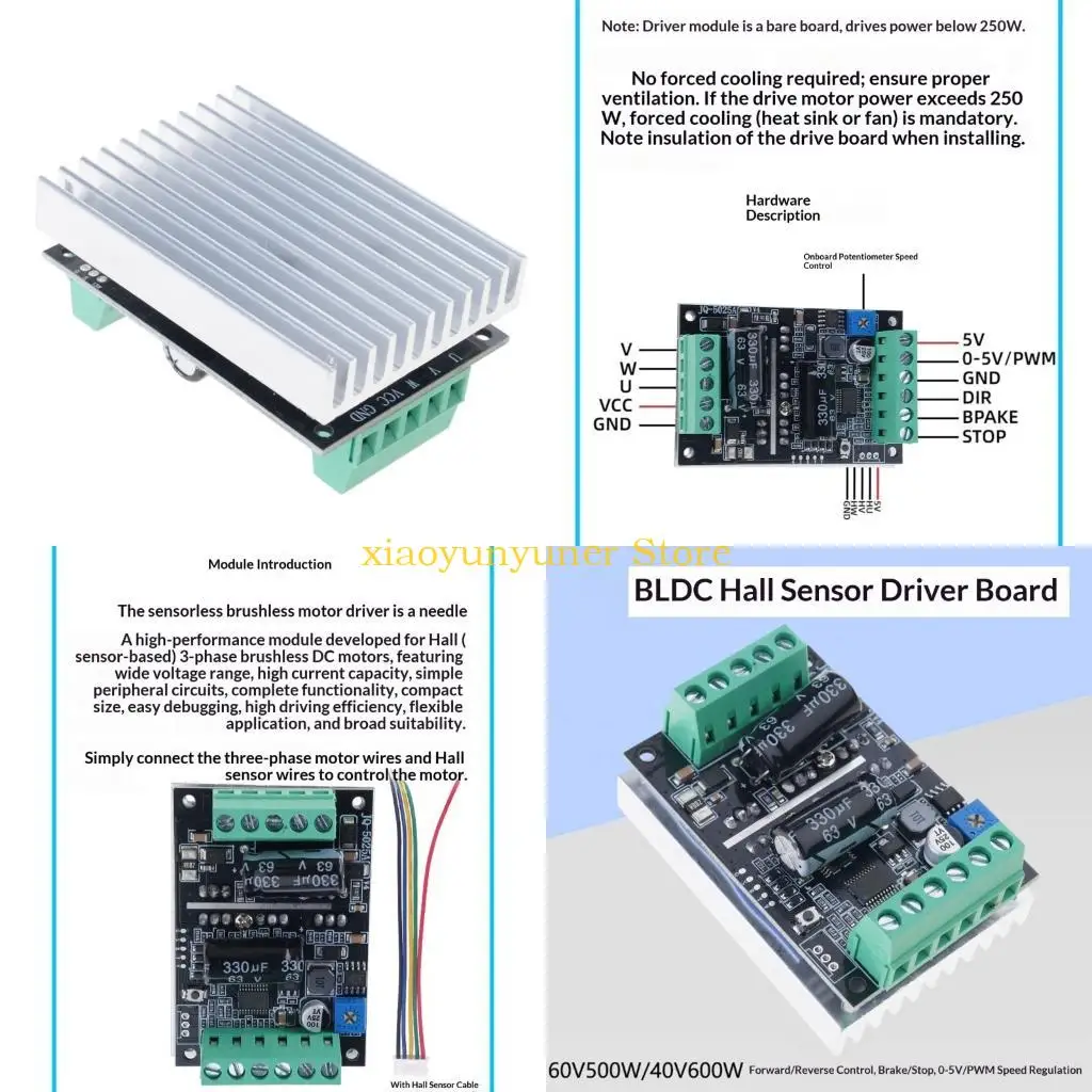 

P9JB High Efficiency Brushless Motor Controller 60V 500W Hall Sensors Required PLC And PWM Control For 3D Printer Components