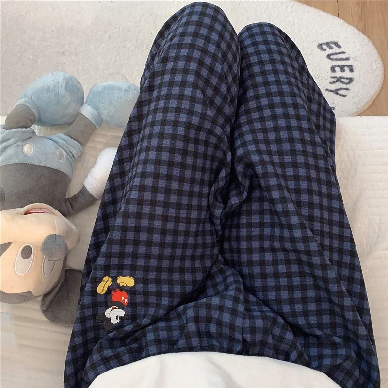 Disney Mickey Mouse Autumn Cartoon Anime Cotton Casual Pants Women\'s Pajamas Silk Pajamas Women\'s Loungewear Pajamas