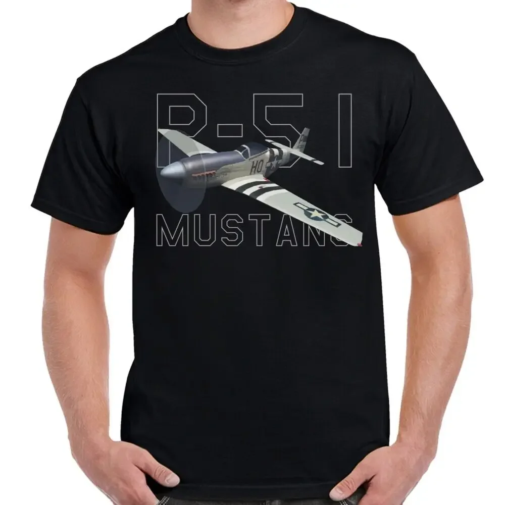 US Air Force P-51 Mustang Fighter T-Shirt Short Sleeve Casual 100% Cotton O-Neck Summer Mens T-shirt Size S-3XL