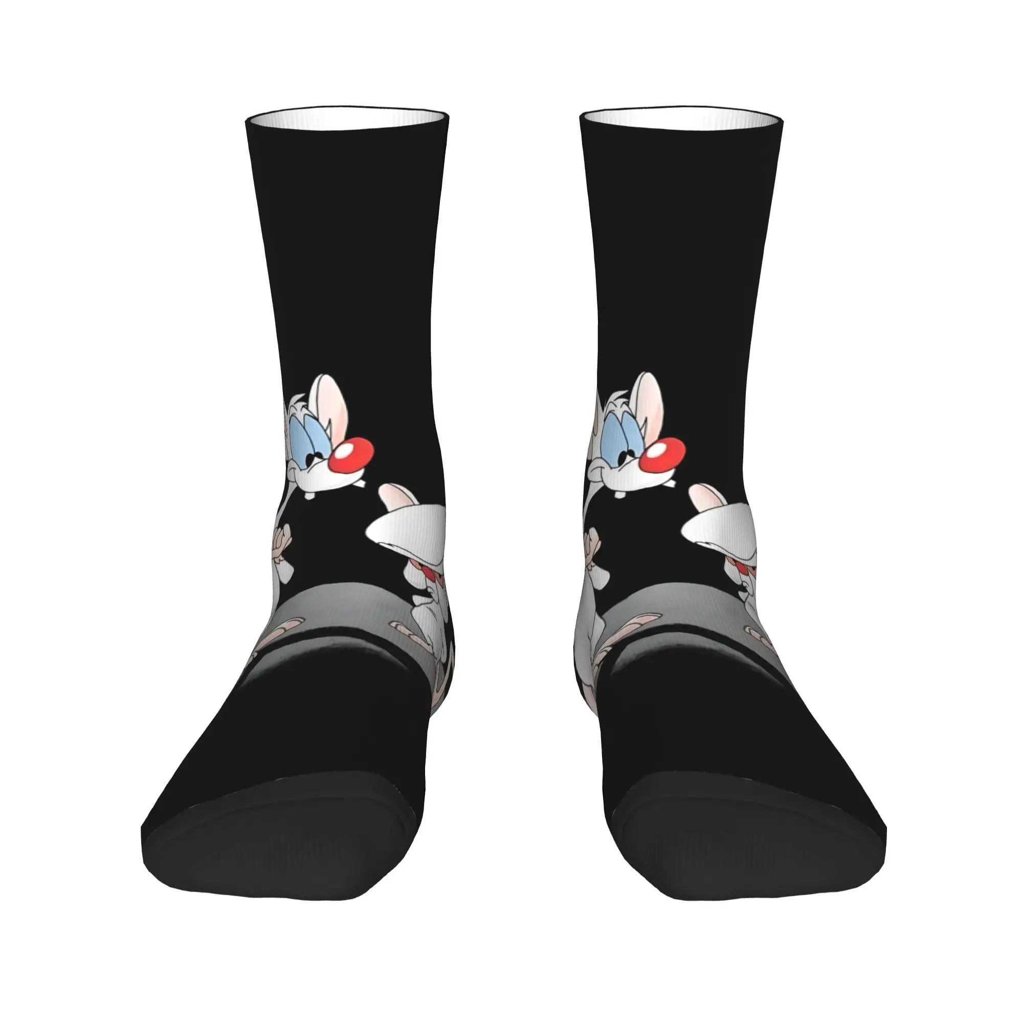 1 Pair Funny Crazy Sock for Men Moon Dark Background Hip Hop Harajuku Pinky And The Brain Happy Seamless Pattern Printed Sock