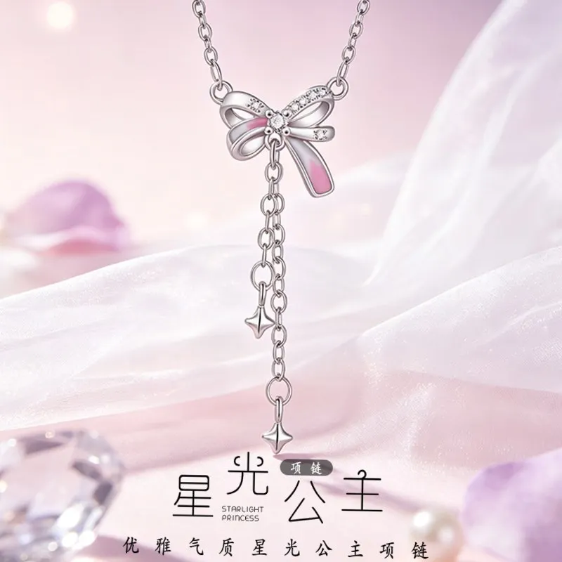 Bracelet Hand String Minsheng Starlight Princess Knot Necklace Girl's Light Luxury Bow Star Tassel Clavicle Chain Valentine's