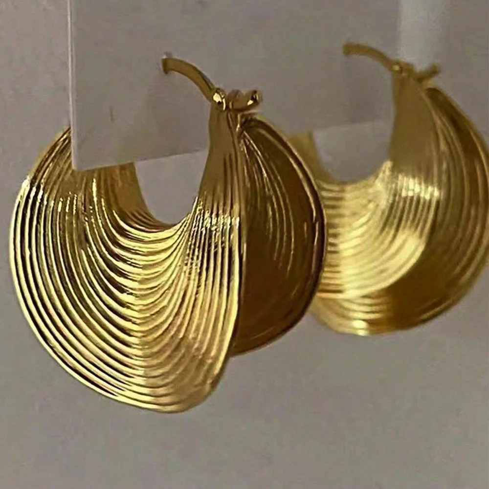 Exaggerated U-shaped Hoop Earrings For Women Gold Silver Color Heavy Metal Earrings Large Bga Shaped Earrings Trendy Jewelry