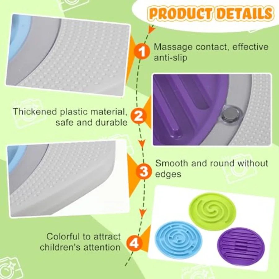 لوح توازن 20 بوصة مع متاهة متأرجحة وكرتين يتضمن 3 لوحات متاهة بديلة بلاستيكية للأطفال الصغار Wobble B #6