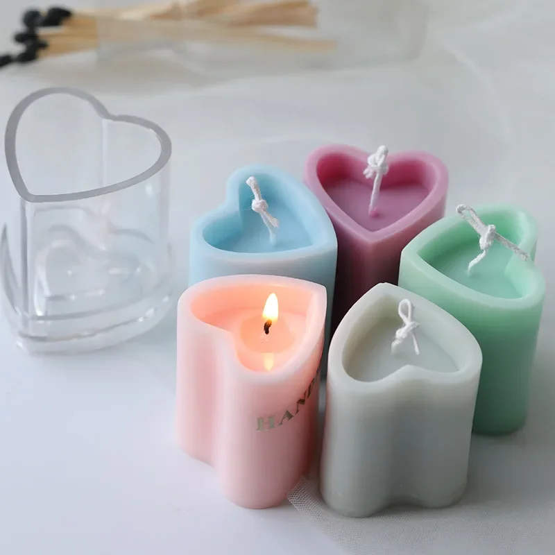 Molde de plástico transparente para aromaterapia, moldes de acrílico para fabricación de velas, cera no pegajosa para regalos de boda, corazón de