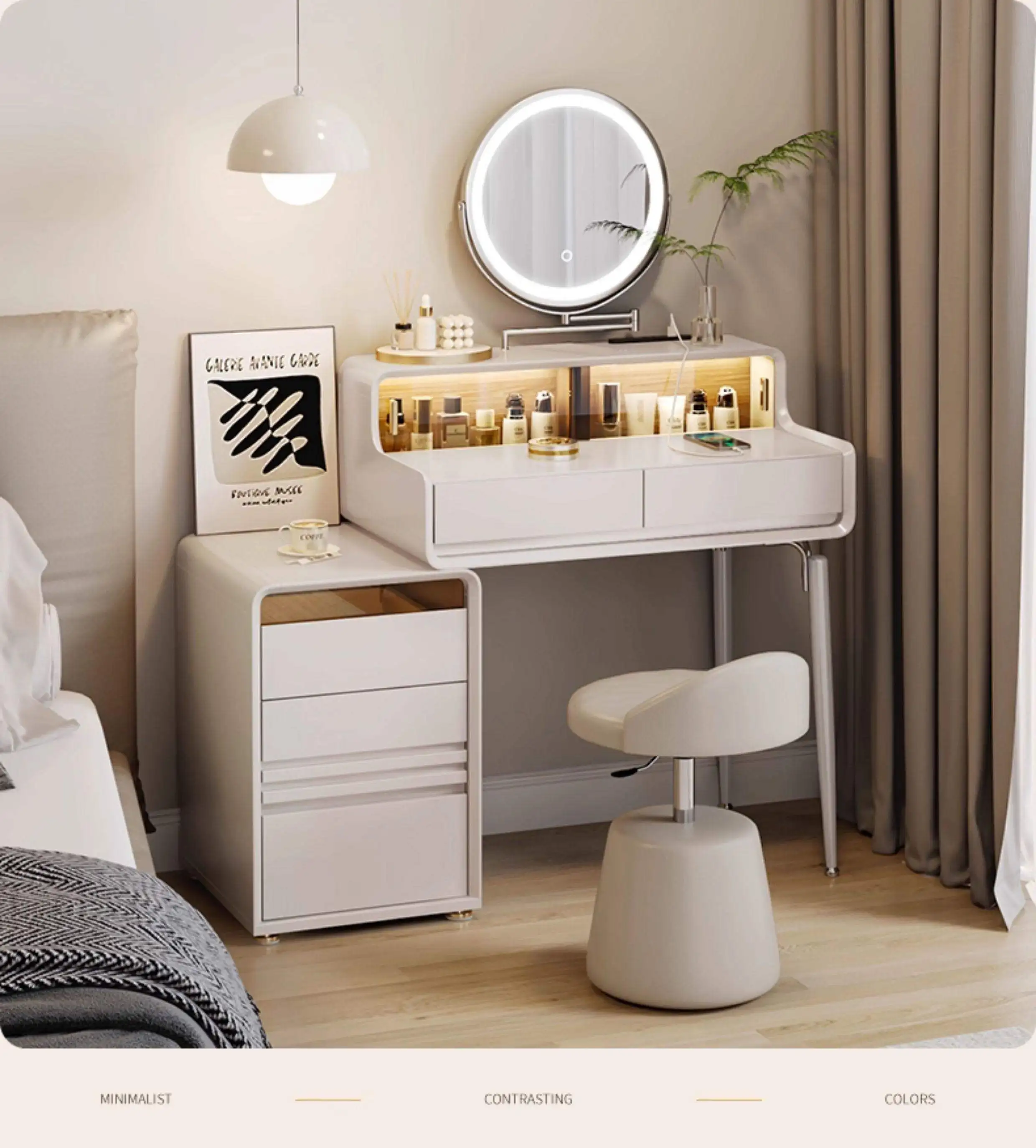 YJW Italian-style Desk and Vanity Integrated Home Vanity Light Luxury High-End Computer Desk