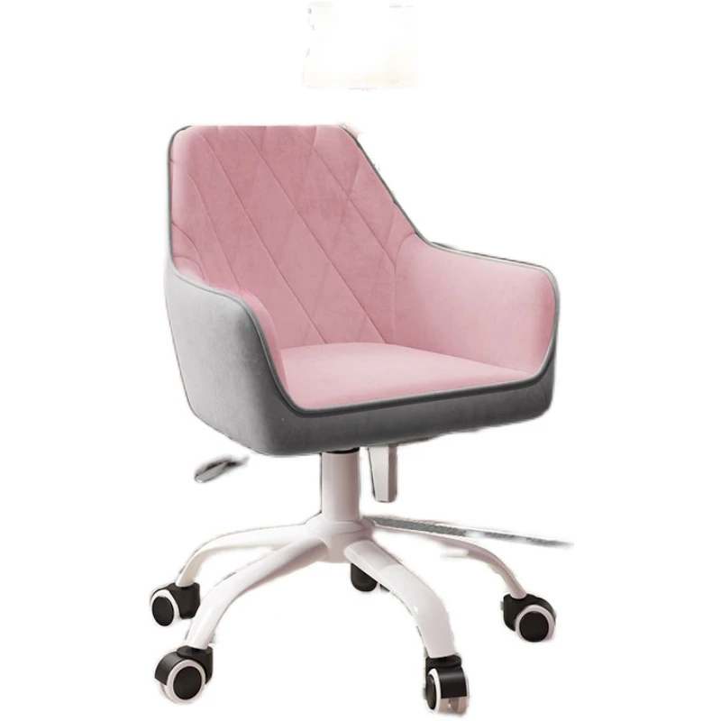 

Modern Flannel Office Chairs for Office Comfortable Sedentary Pink Makeup Chair Home Leisure lift Rotating Gaming Desk Armchair