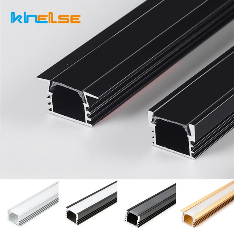 0.5m/1m 1612 profil aluminiowy LED styl YW wpuszczany czarny srebrny kanał dekoracja wnętrz liniowy diody na wstążce lampa na barek szafki