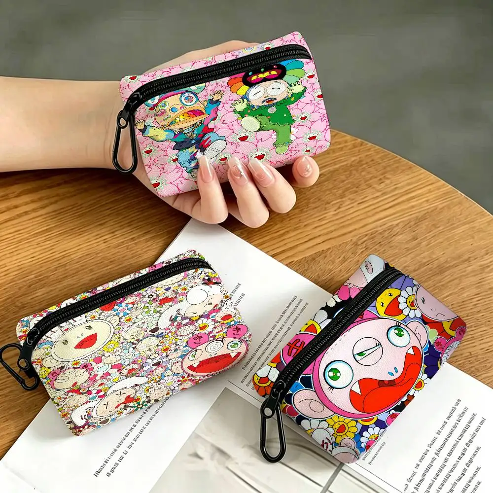 Band T-Takashi Murakami Multifunctional Oxford Cloth Small Pouch With Hook Mini Coin Wallet Earbud Storage Bag