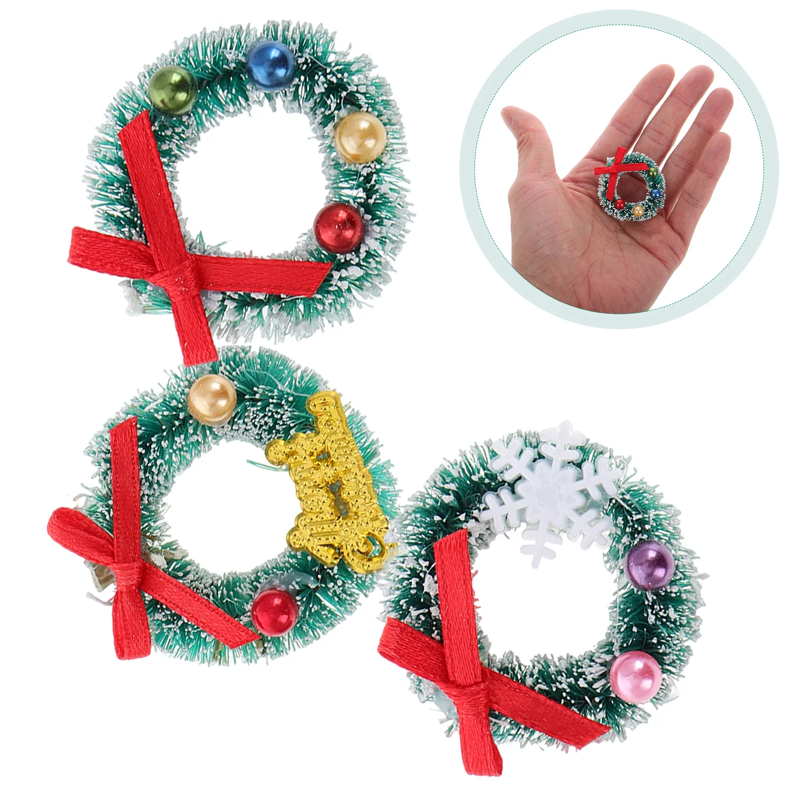 6 Pcs Christmas House Micro Landscape Decoration Ornaments Garland Tiny Simulated Wreath Resin Crafts Elder