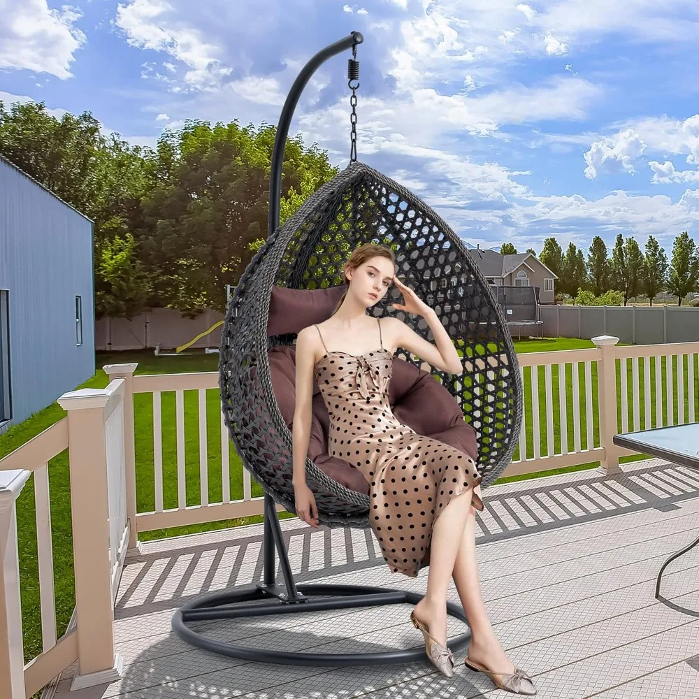 

Hanging Egg Chair with Stand & Cushions, Outdoor and Indoor Hammock Rattan Swing Chair 350 lbs Capacity, Customized