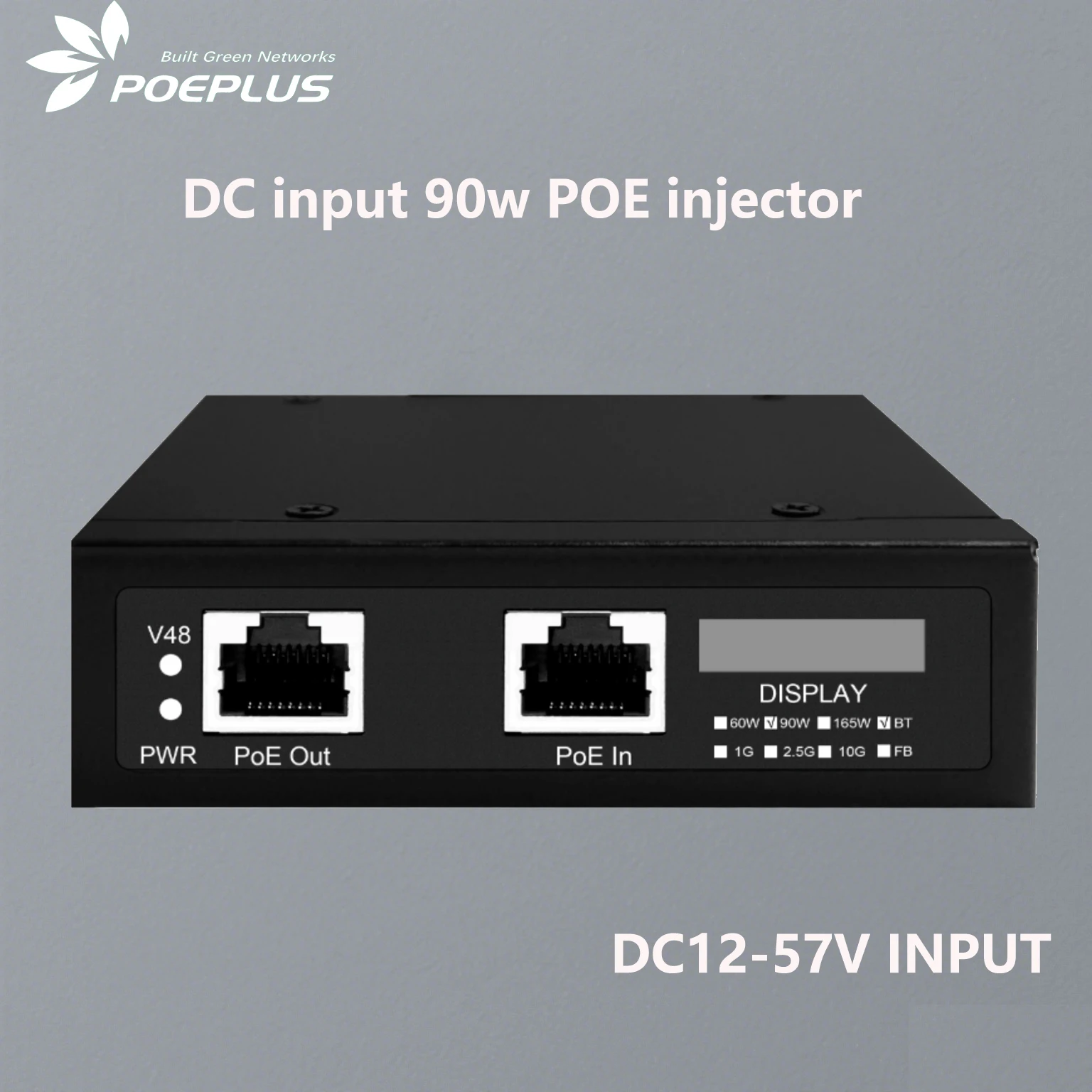 Doppi porte POE midspan 2 porte iniettore 90w uscita 802.3at/bt uscita POE attiva multigigabit 2,5 Gbps