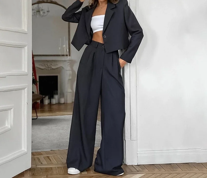 

Simple Solid Color Versatile Suit Fashion Casual Set 2026 Autumn Winter New Niche Two-piece Commuting