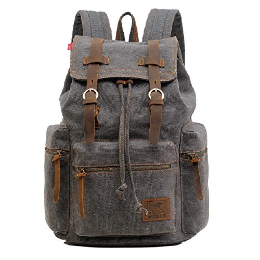 

High Capacity Canvas Vintage Backpack - for School College Hiking Travel 12-17" Laptop