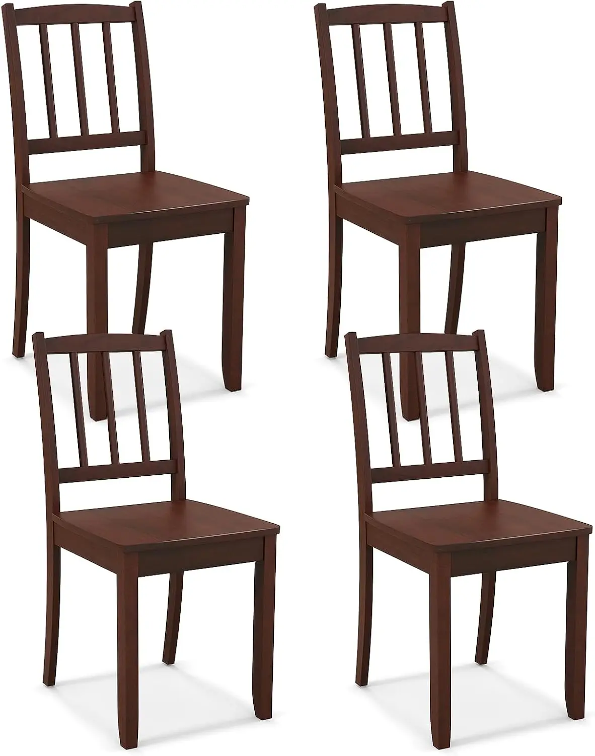 Giantex Farmhouse Dining Chairs Set of 4, Modern Kitchen Chairs w/Rubber Wood Legs & Curved Backrest, Ladder Back Diner Chairs,