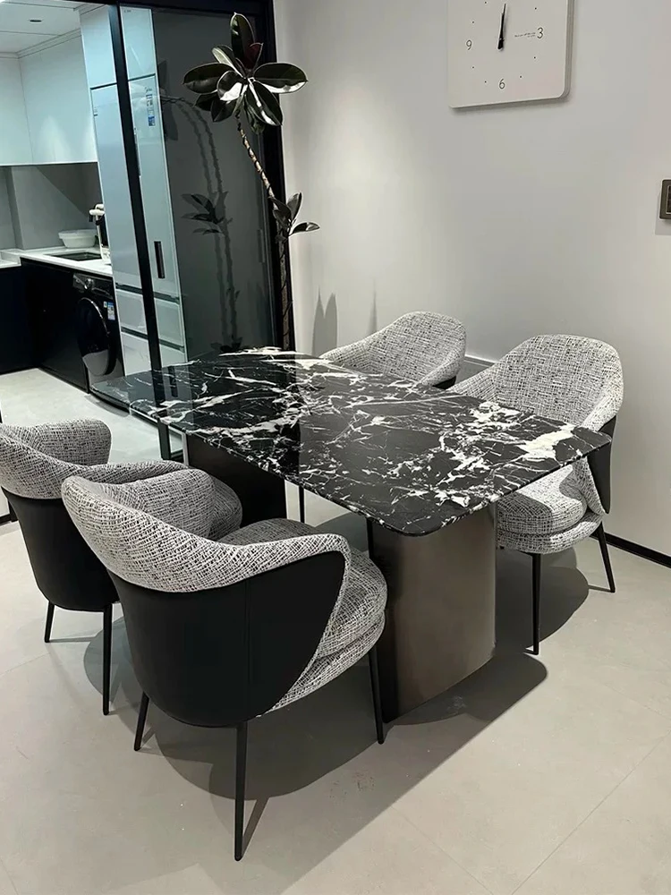 Advanced natural luxury stone marble rectangular dining table living room home simple dining table