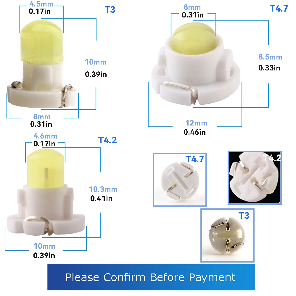 10pcs T3 T4.2 T4.7 Neo Wedge Led Dashboard Light Bulbs for Car Instrument Cluster Guage Lights 12V Indicator Bulb Replacement