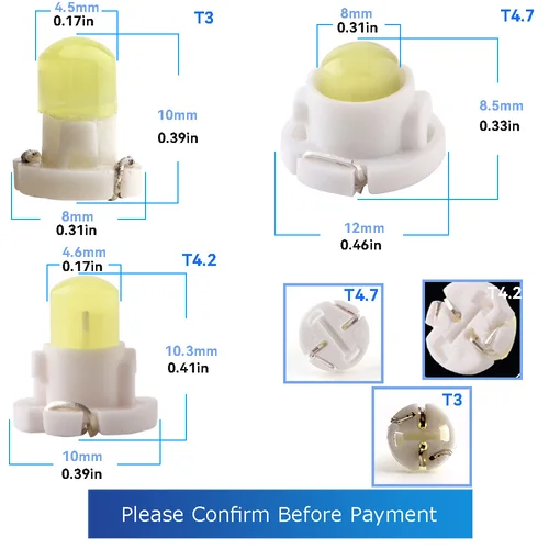 10 Uds T3 T4.2 T4.7 Neo cuña bombillas Led para tablero de instrumentos de coche luces de calibre 12V reemplazo de bombilla indicadora