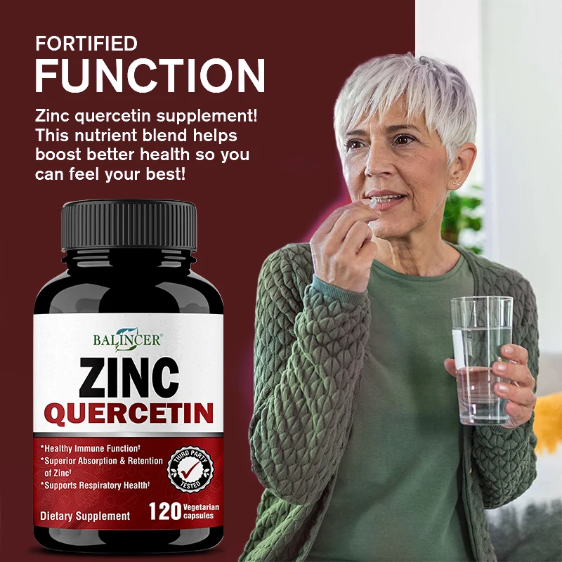 Quercetin + Zinc Vegetarian Capsules - Supports Immune, Skin and Bone Health, Nutritional Metabolism Supplement