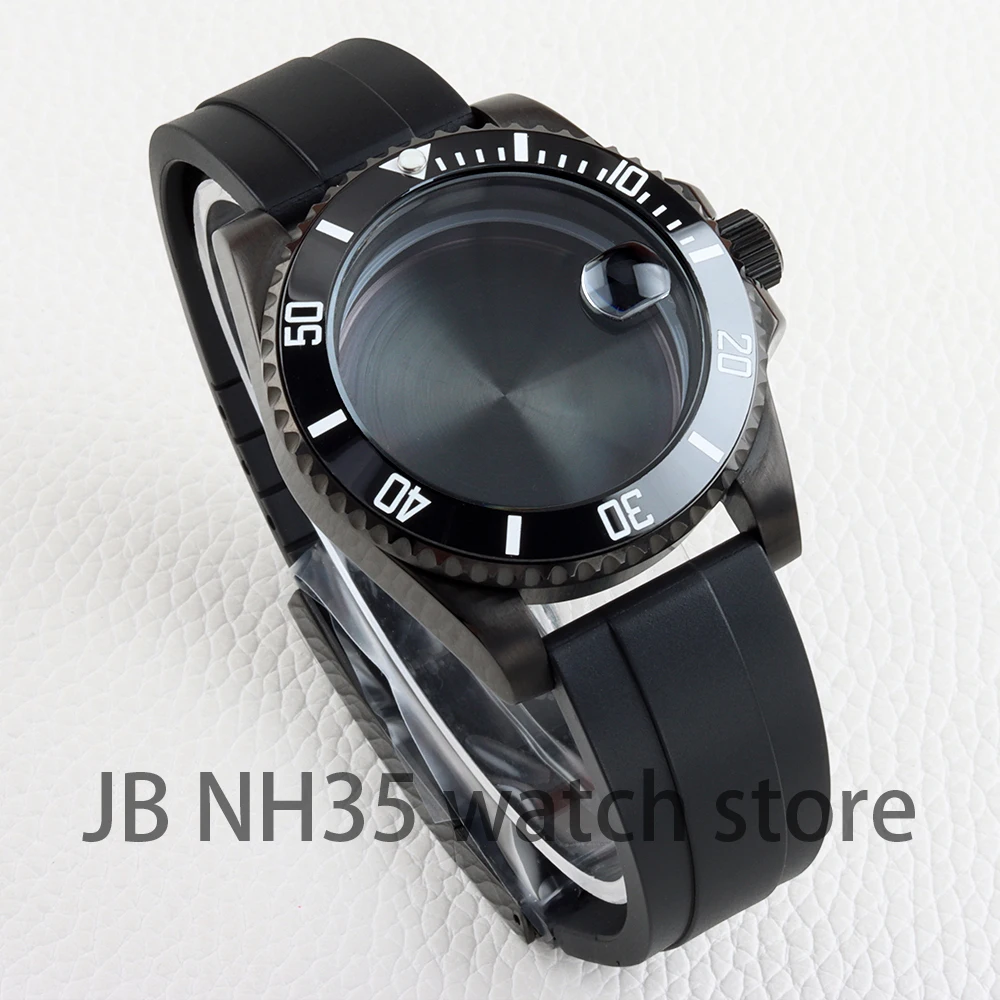

Black NH35 Case 40mm Sapphire Glass Rubber Bracelet for SUB GMT Yacht-Master NH34 NH35 NH36 NH38 Movement 28.5mm Dial Waterproof