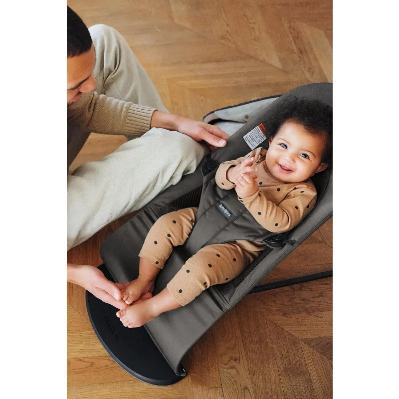 Bouncer Balance Soft, Dark Gray, Woven/Jersey, Tri-Fabric | 2-in-1 Adjustable Baby Bouncer Seat and Toddler Chair