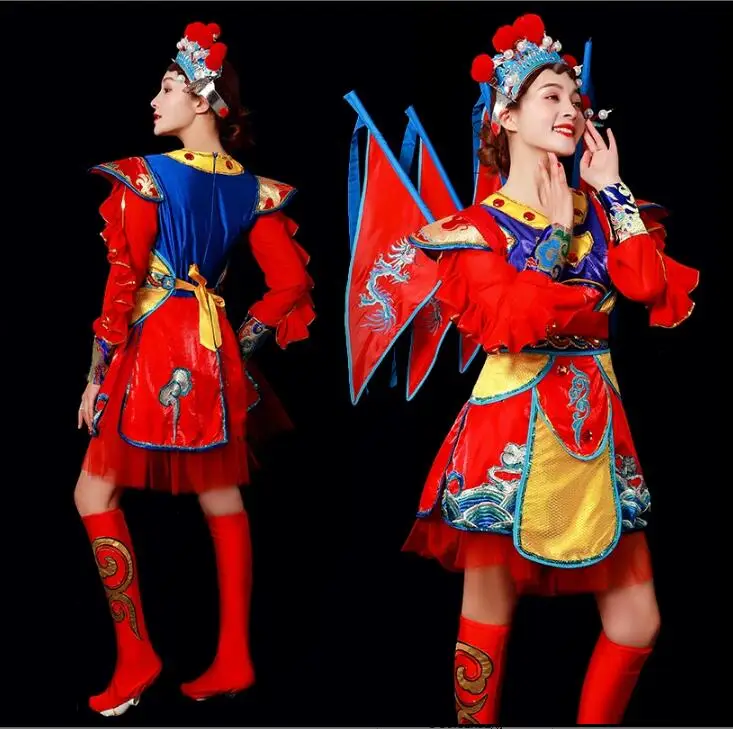 

Beijing Opera Costume Female Huadan Costume Ethnic Waist Drum Team Chinese Drum Costume