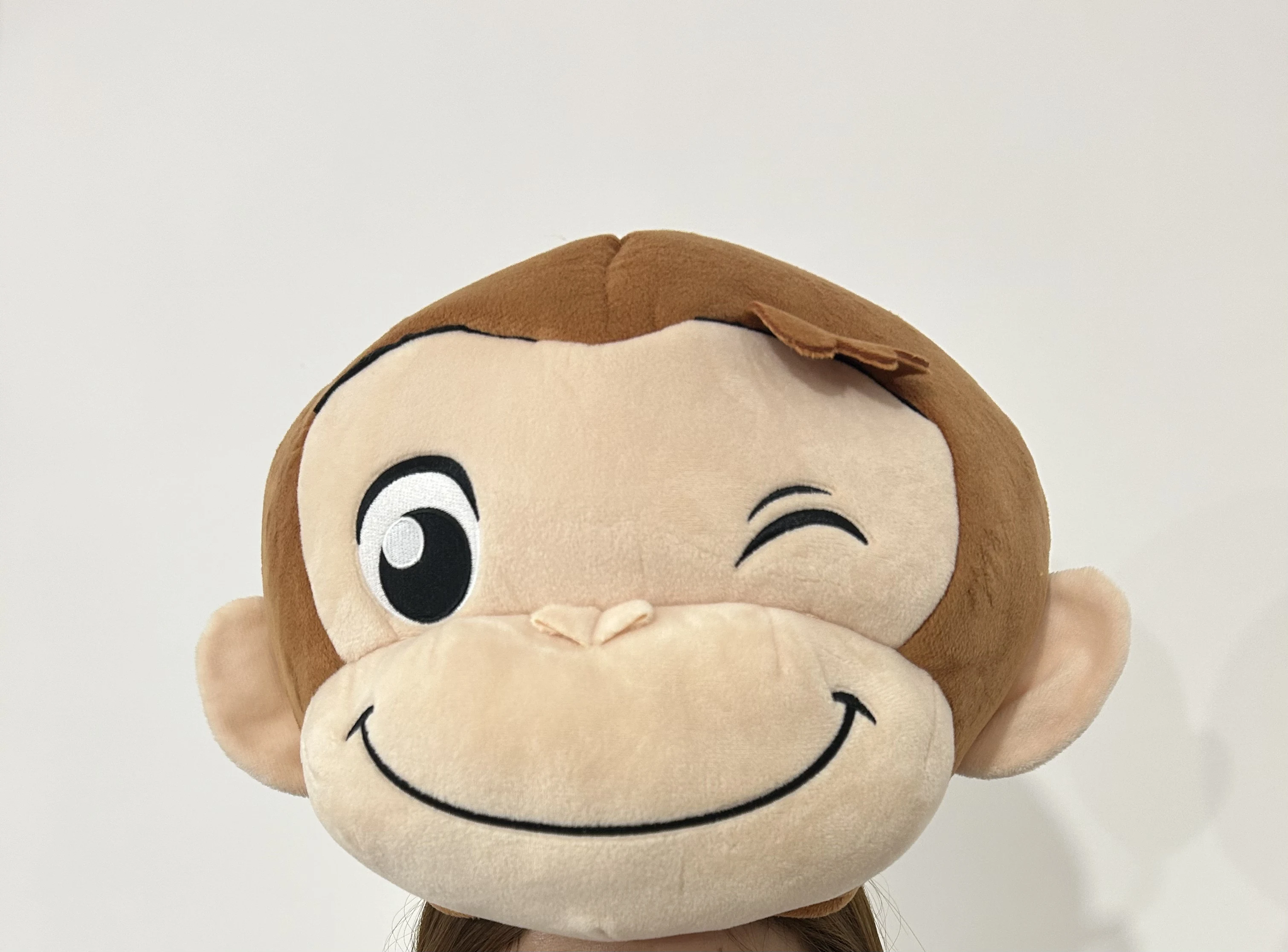 

New Cute Anime Curious George Monkey Plush Cosplay Headgear Kids Stuffed Animals Toys Cap Hat For Children Gifts