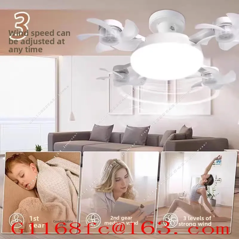 Fan Light New E27 Screw Fan Lighting Integrated Light Cross-border Silent Remote Control Ceiling Fan Light Energy Saving