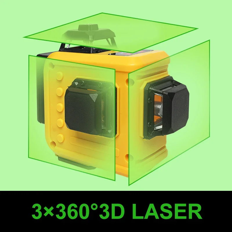 Pracmanu 3D 12 Lines Laser Level 360 Self-Leveling Horizontal and Vertical Cross Line Green Laser Beam