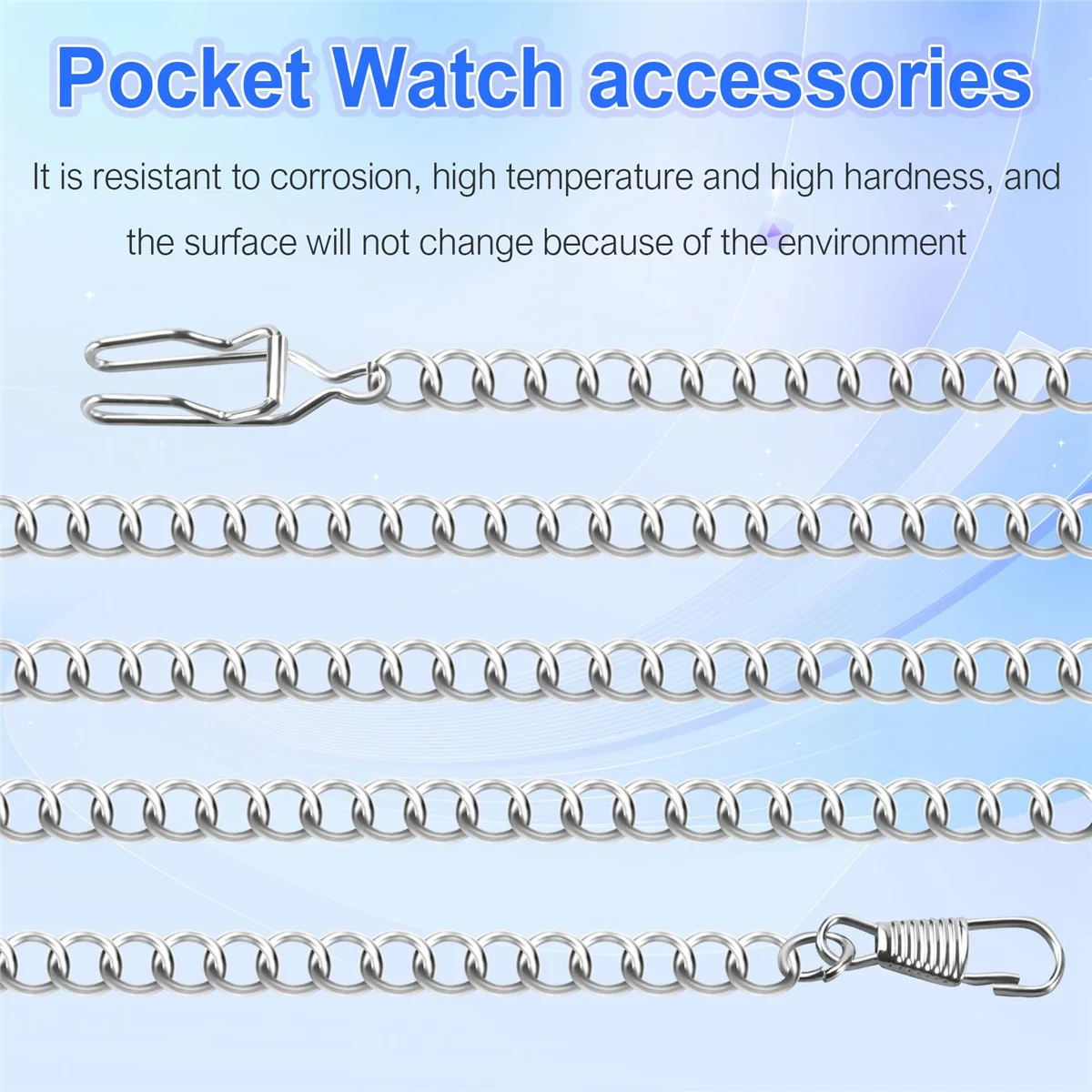 Corrente de relógio de bolso vintage antigo retrô FZFZ prata