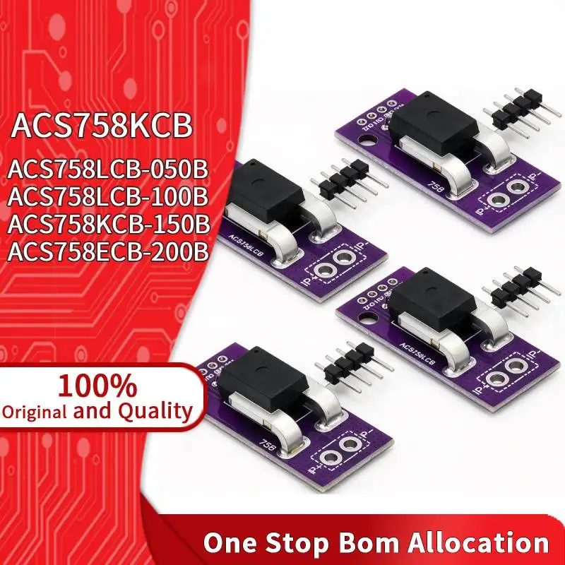 ACS758 Current Sensor 50A 100A 150A 200A Bidirectional Analog Output Overcurrent Protection Supply For Industrial Solar Inverter