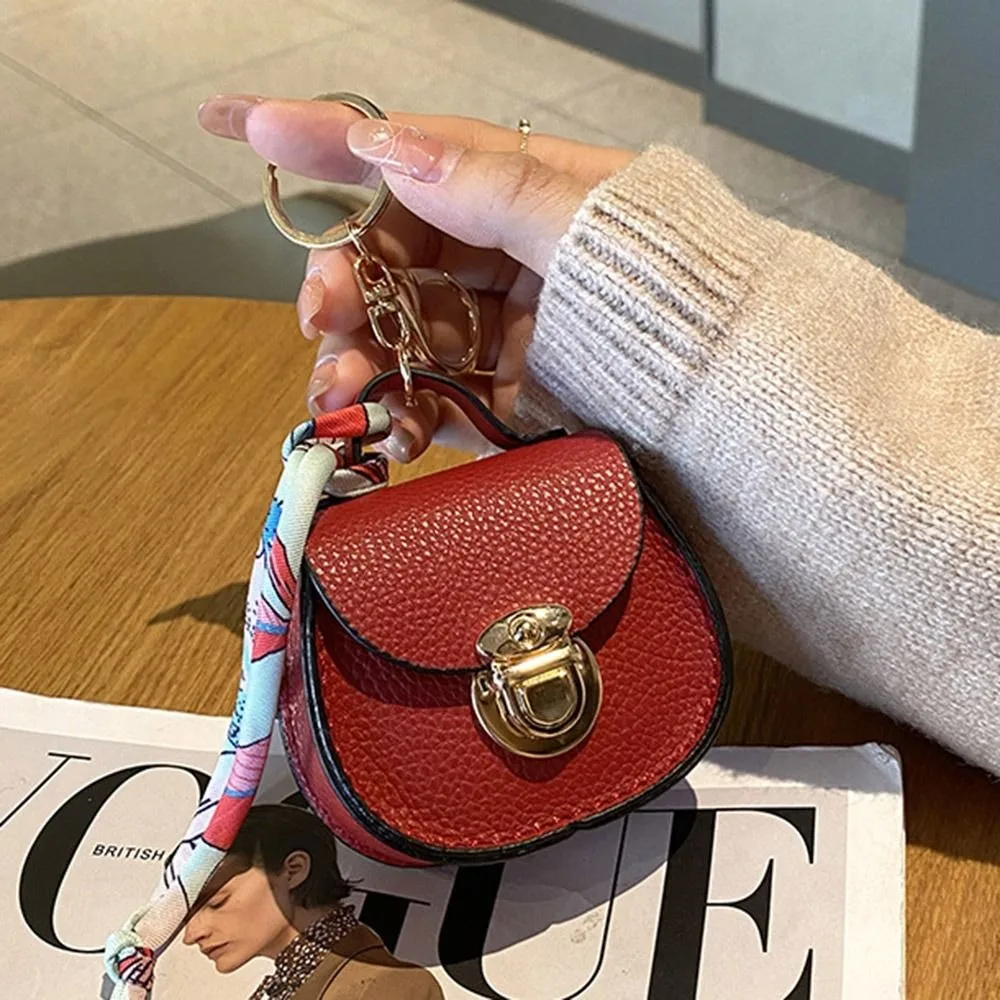 Portable Keychain Small Coin Purse Premium Leather Multifunction Earphone Bag Mini Storage Pouch for Women