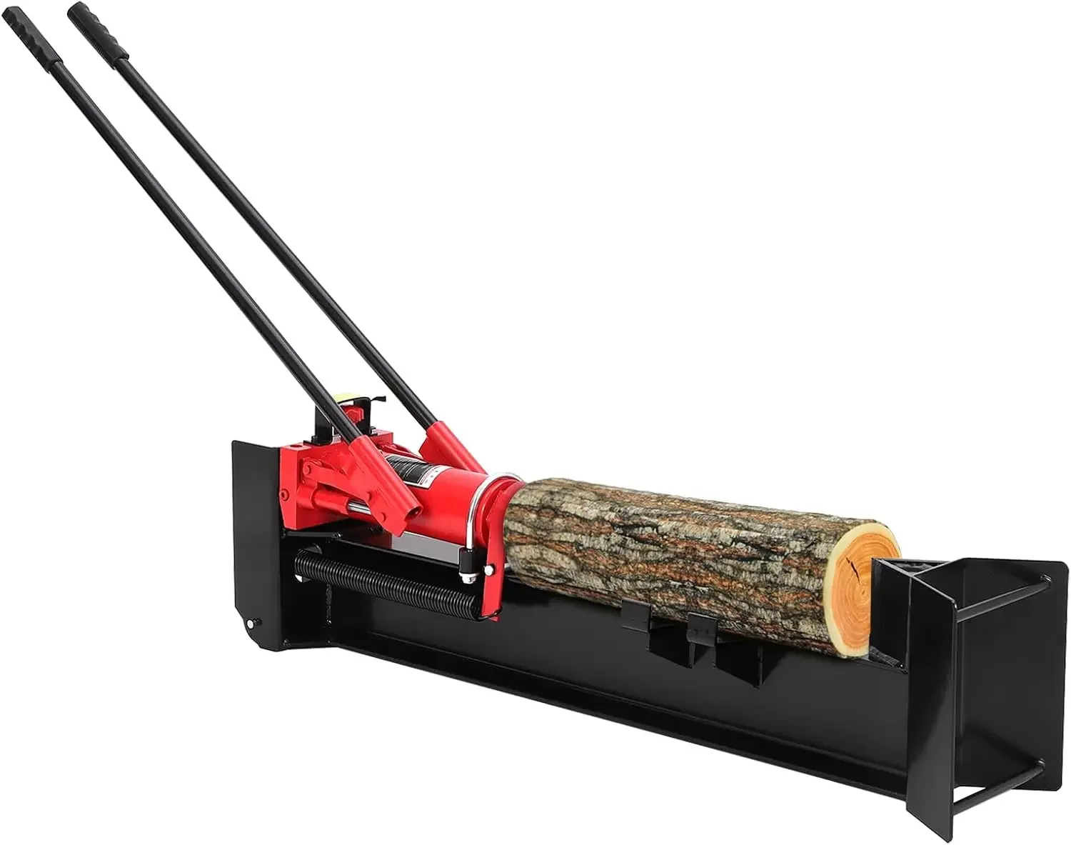 12 T Hydraulic Log Splitter Wood Cutter, Manual Log Splitter with Horizontal Full Steel Beam & Built-in Wheel