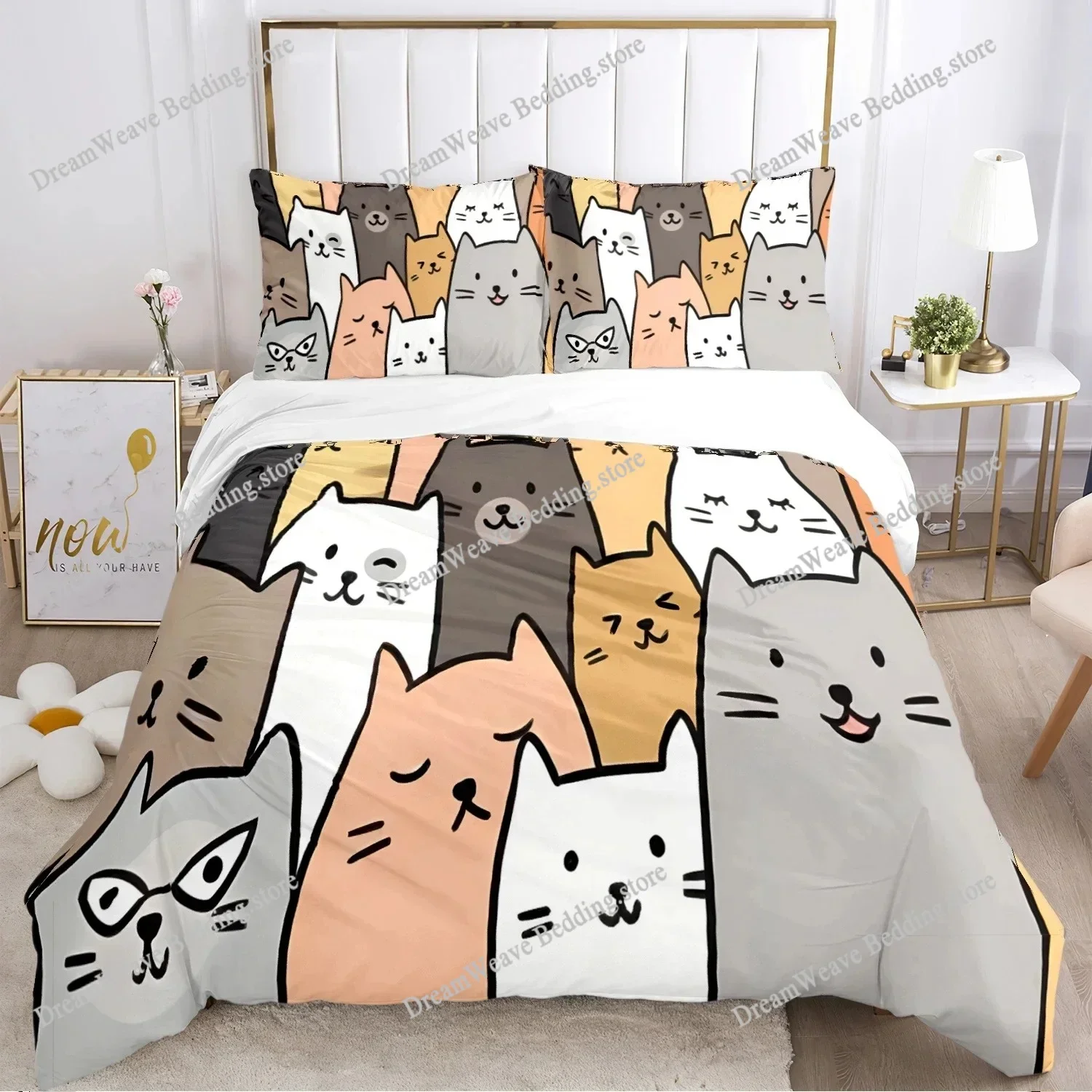 Fashion Duvet Cover Cartoon Bedding Set Cat Dog Animal Soft Quilt Cover and Pillowcases for Teens Boys SingleTwinQueenKing963