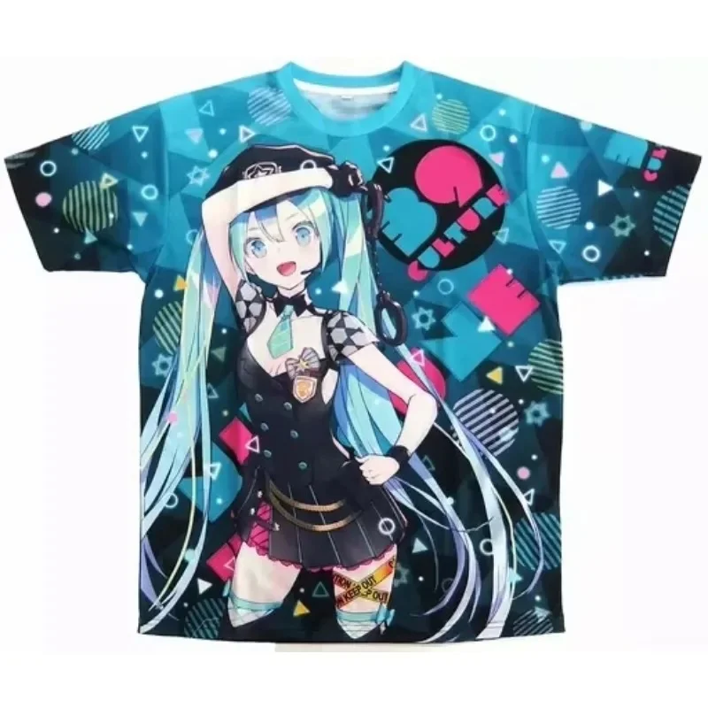 Sweet Hatsune Miku T-shirt Adult Fashion Loose Short Sleeve Children Role Play Parent Child Dress Quick Dry T-shirt Girl