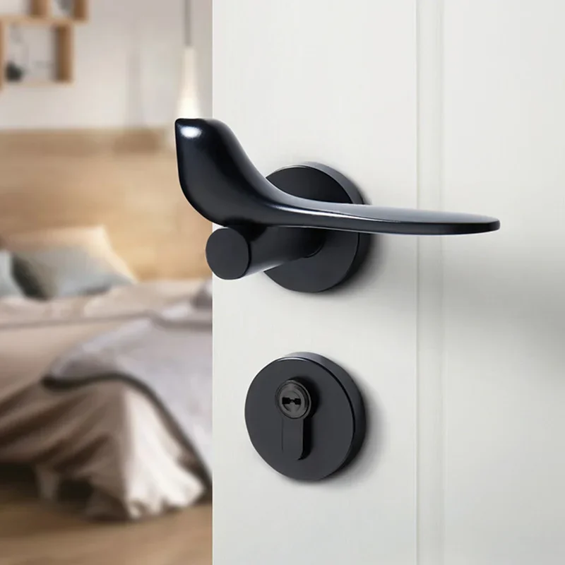 

American style door lock Black indoor silent bedroom door lock Gold net Red bird household simple split lock