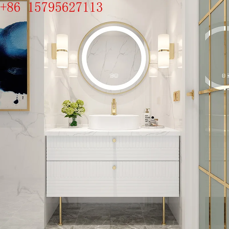 

Скандинавский стильный шкаф для ванной из массива дерева, комбинированный, на заказ, в простом стиле, с тумбой для умывальника