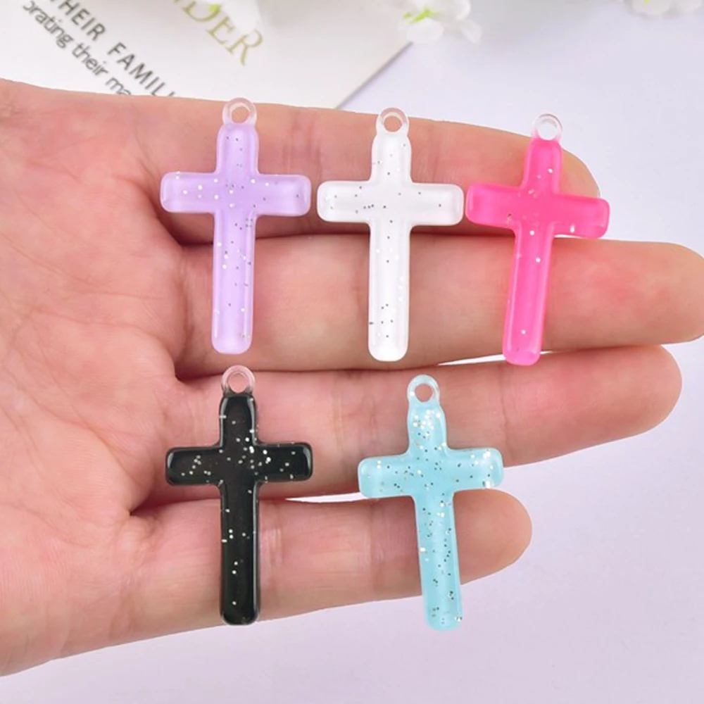 6pcs DIY earring pendant Flatback resin cross charms Jewelry necklace pendant for earrings diy Keychain parts