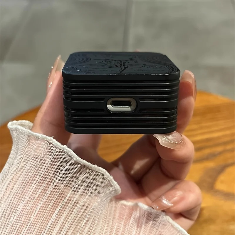 Good Luck Rose Pattern Simple Black Silicone Case For Airpods Pro Airpods4 3 2 1 Wireless Bluetooth Earphone Protective Cover