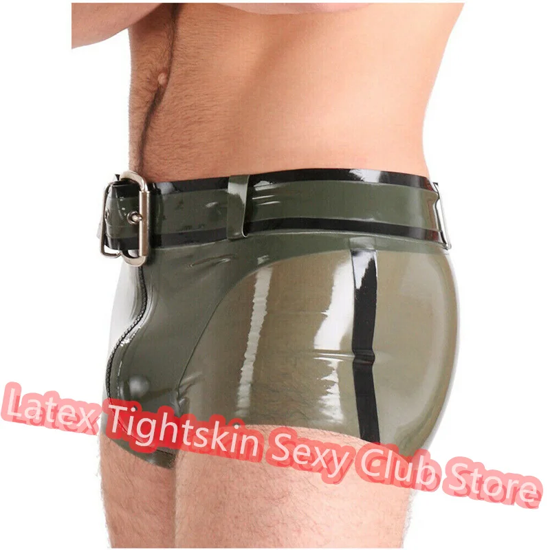 

Men Latex Panties Boxer Sexy Fetish Shorts Handmade Underwear Club Wear for Men Cosplay Costumes （no belt)
