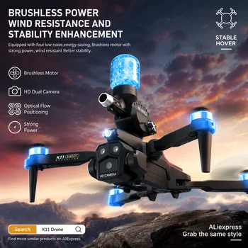 Dron K11MAX z bombami wodnymi, profesjonalny samolot do fotografii lotniczej 8K, trzy kamery, unikanie przeszkód, składany quadcopter.