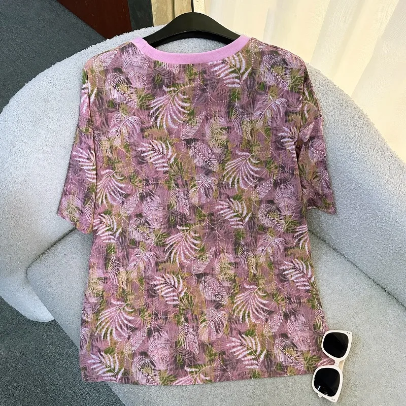 Design de moda tie-dye diamante brocas impressão de manga curta conjunto camiseta verão solto casual topo e shorts terno de duas peças feminino