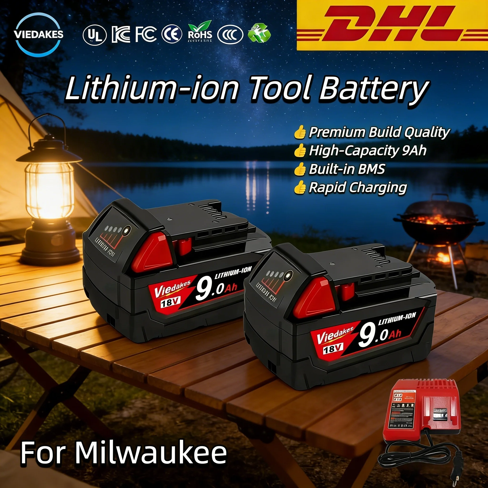 

2026 for Milwaukee 18V battery M18-HB3 high energy battery 12AH , for Milwaukee M12-18FC charger 48-11-1815