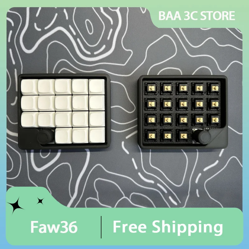 

Faw36 Wireless Split Keyboard Kit Hot Swap with Knobs Support ZMK Custom Mechanical Keyboard PLA Case 500mAh PC Accessories
