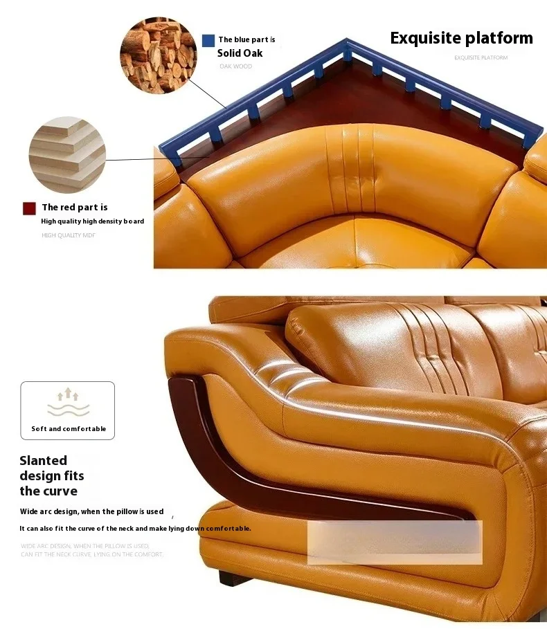 %Linlamlim Premium Italian Genuine Leather Sofa Set Big Sectional Couch Living Room Sofas With Adjustable Headrest Home Furnitur