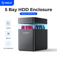 ORICO DS Series 5 Bay 3.5 inch USB Hard Drive Enclosure Magnetic-type SATA to USB3.0/Type-C HDD Case for Altcoins Mining