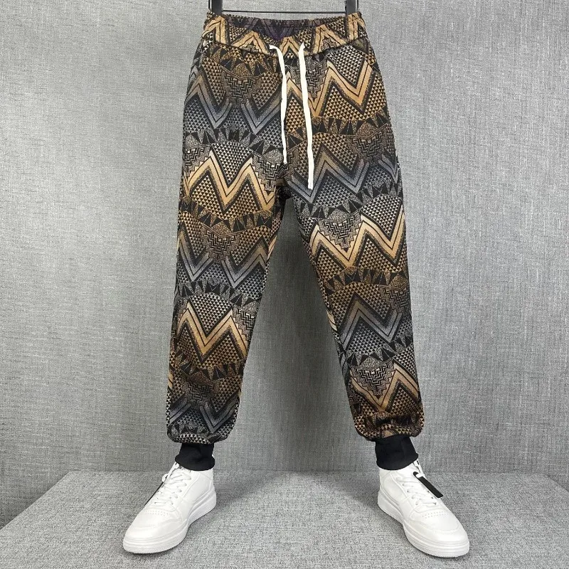 Floral Striped Pants Men's Autumn Harem Jogger Trousers Fashion Causal Streetwear High Quality Brand Men's Clothing